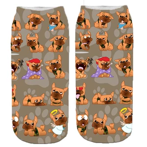 3D Cartoon francúzsky buldog ponožky, veľkosť 34-39