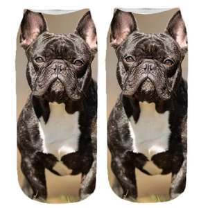 3D čierne ponožky s francúzskym buldočkom (do veľkosti 34-39)