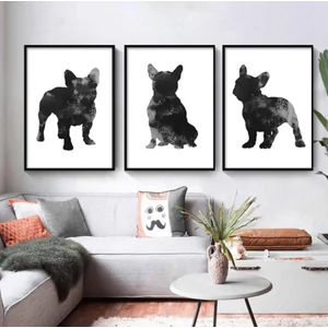 Moderný čierno-biely obraz francúzskeho buldoga - 20 x 30 cm