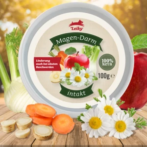 Prírodná zmes bylín, zeleniny a ovocia proti prekysleniu, nevoľnosti a hnačke, 100 g – Leiky