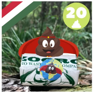 Zooro – PoopHero biologicky rozložiteľné a kompostovateľné vrecká na psie exkrementy, 20 ks | maďarský výrobok