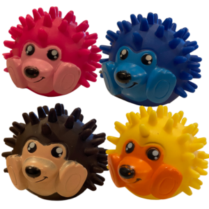 Fogtisztító süni labda - csipogó játék kutyáknak, 8 cm, (4 darabos szett)