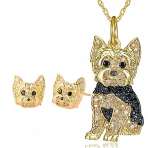 Šperková sada s motívom yorkshirského teriéra, náušnice + náhrdelník