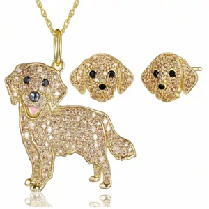 Súprava šperkov s motívom zlatého retrievera, náušnice + náhrdelník