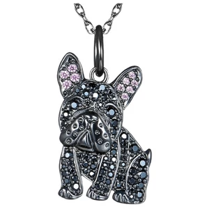 Csillogó fekete francia bulldog nyaklánc