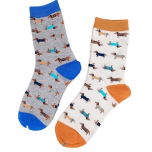 Ponožky so vzorom mini jazvečíka, modré