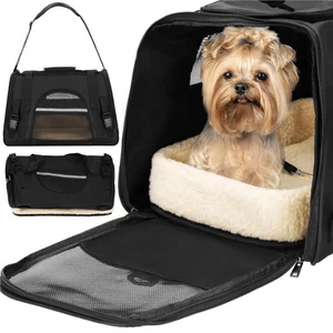 SPRINGOS Skladací prepravný box pre domáce zvieratá s polstrovaným vnútorným sedadlom