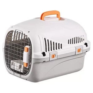 Klietka na prepravu malých zvierat s otvárateľným vrchom, oranžovým držadlom a vetracími mriežkami, 50 × 33 × 33 cm