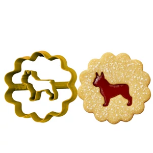 Sada vykrajovačiek na linecké sušienky s vzorom francúzskeho buldočka, zlatá