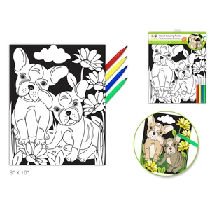 Zamatný omalovánka so 4 fixkami, s motívom francúzskeho buldoga