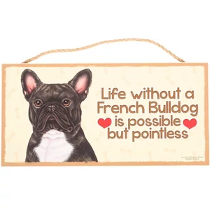 Prémiová drevená tabuľa, s motívom čierneho francúzskeho buldoga