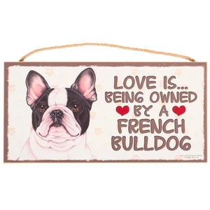 Prémiová drevená tabuľa, s motívom čierno-bieleho francúzskeho buldoga