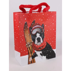 Svetlé papierové tašky so vzorom buldoga a plyšovými ušami