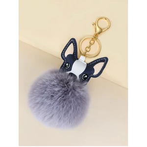 Šedá pompom kľúčenka