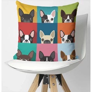 Vankúš s motívom farebného francúzskeho buldoga, 45 x 45 cm