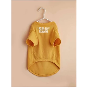 Tričko so psom "Stále žijem s rodičmi", žlté, XXL