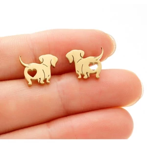 BASIC Náušnice v tvare jazvečíka, zlaté