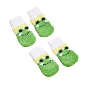 Zelené psie ponožky s motívom žabky, protišmyková podrážka, viac veľkostí