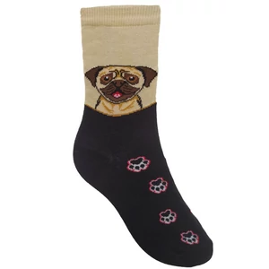 Mopsíkové ponožky s obrázkom tváre a farebnými tlapkami