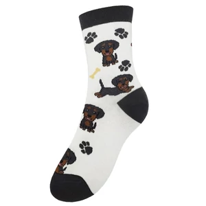 Ponožky s obrázkom šteniatka jazvečíka a labkami a kostičkou