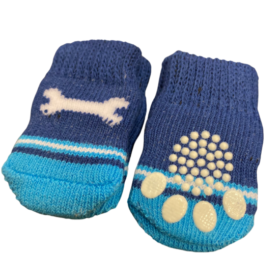 Modré ponožky pre psov s protišmykovou podrážkou, veľkosť L