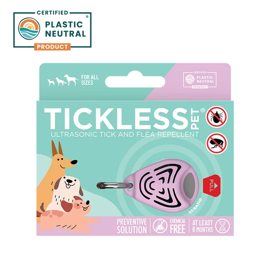 Bezchemický ultrazvukový odpudzovač kliešťov a bĺch pre psov a mačky – TICKLESS, ružový