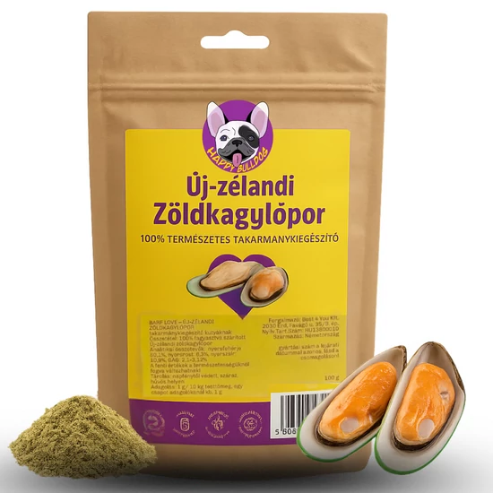 100% Prášok zo Zelených mušlí pre psov 100 g, HAPPY BULLDOG