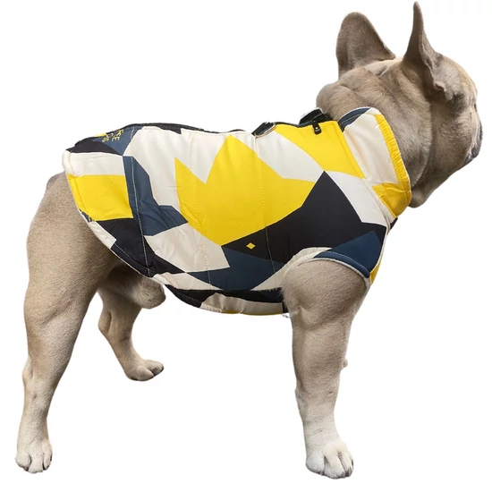 Free Dogs zateplená bunda pre psa, žltá, veľkosť L (vhodná pre francúzskeho buldočka)