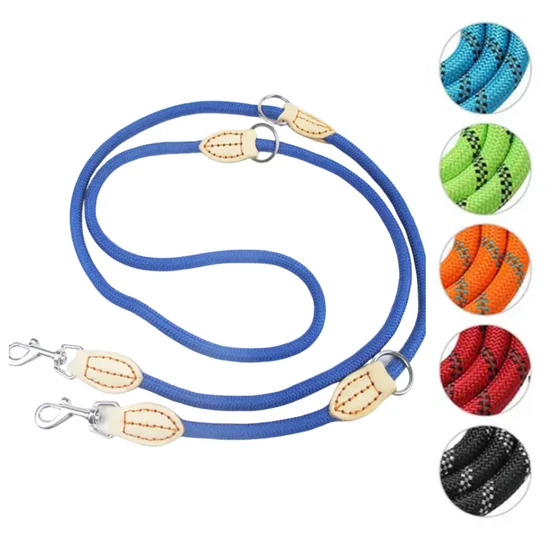 Vodítko Nunbell s dvojitým lanom (dvojité vodítko), modrý pruh