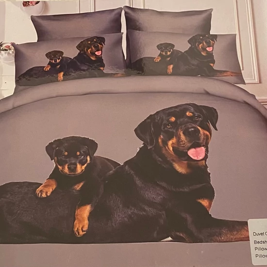 Bavlnená posteľná bielizeň Rottweiler, sivá - 7 kusov