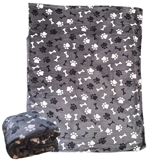 Pléd s kostnými vzormi z wellsoft materiálu, 200 x 230 cm, šedý