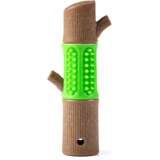 Tartós, természetes fából készült bambusz jellegű rágóbot kutyáknak, 12,7 x 3,2 cm, zöld