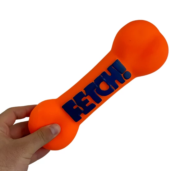 FETCH Žuvacia gumová hračka pre psov s píšťalkou, 24 cm, oranžová