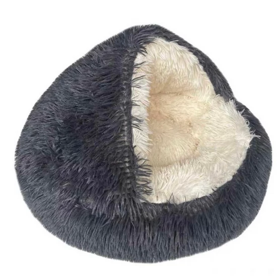 Extra mäkký chlpatý umývateľný pelech pre domáce zvieratá, búdka 60 cm, sivá