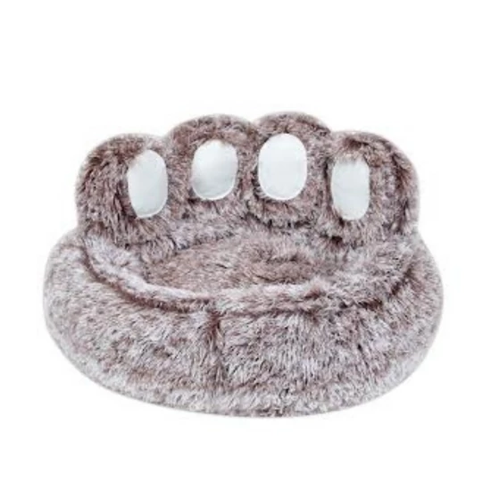 Extra mäkký chlpatý pelech v tvare labky - 60 cm, hnedý