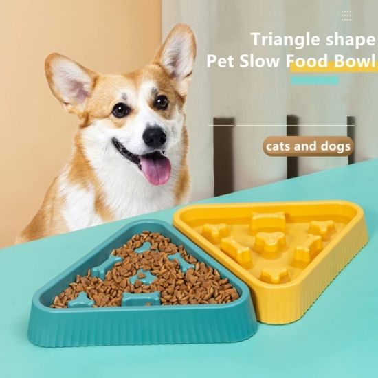 Trojuholníková miska proti peneniu pre psov, žltá