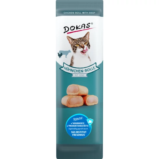 Dokas kuracie rolky s hovädzou náplňou pre mačky, 10 g