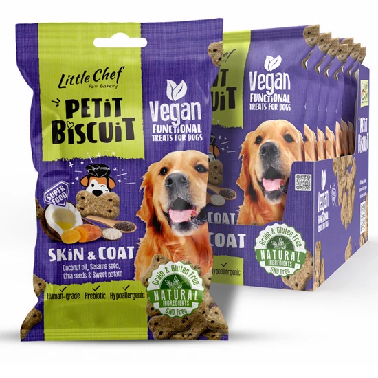 Little Chef SKIN &amp; COAT – Funkčné vegánske maškrty na podporu kože a srsti, bez obilnín – 100 g