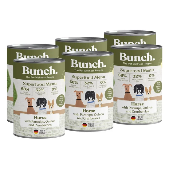 BUNCH Uvarený Koňský Menu s pastinákom a čučoriedkami, 6 x 400 g