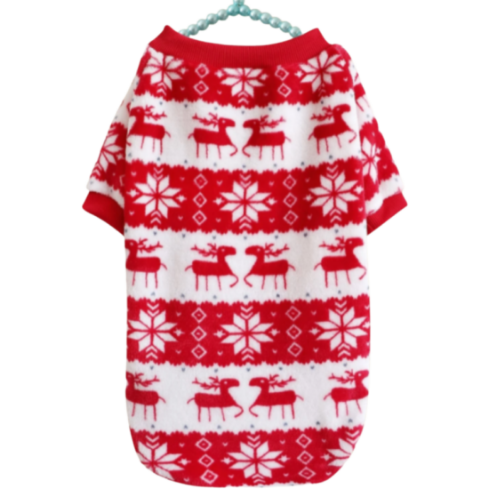 Nórsky sveter pre domáce zvieratá, červeno-biely, XL