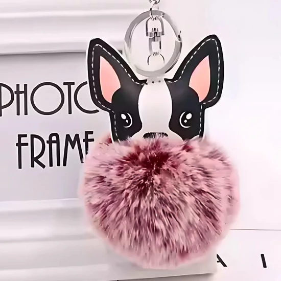 Bordová pompom kľúčenka