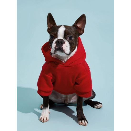 Sveter pre psa s kapucňou, červený, XL