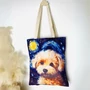 Obraz 2/5 - Plátená taška s bolognese psíkom na pozadí v štýle Van Gogh