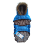 Obraz 2/3 - Zimný kabát pre psov s kožušinovou kapucňou, modrý, veľkosť L